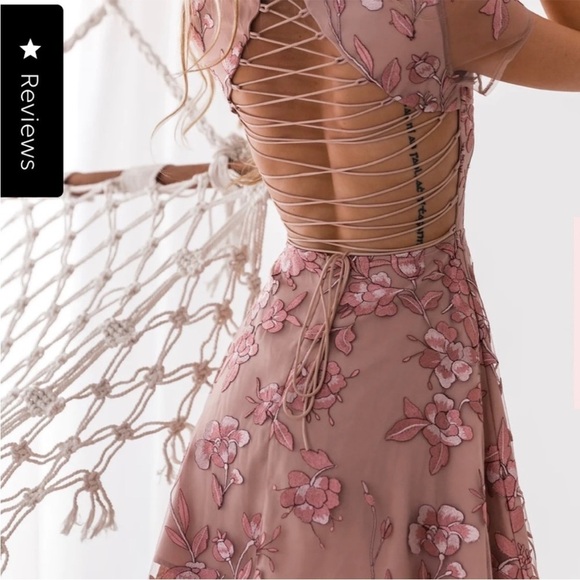 Two Sisters SASKIA DRESS EMBROIDERY ROSE Lace Up Back Floral Sz 12 NEW - Picture 1 of 16